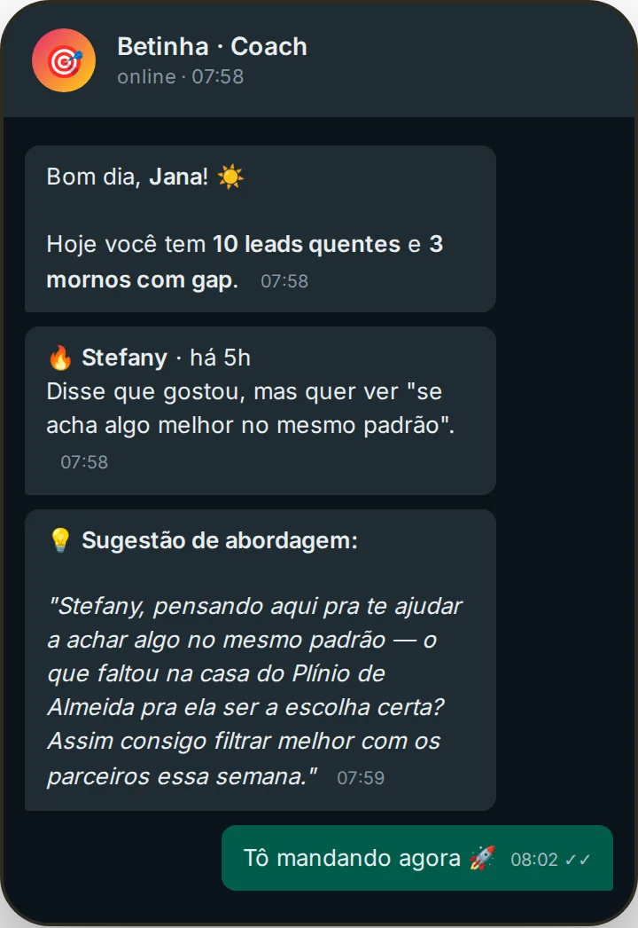 Exemplo do Agente Coach em ação
